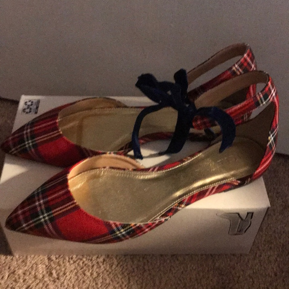 Jcrew Red Tartan Flats